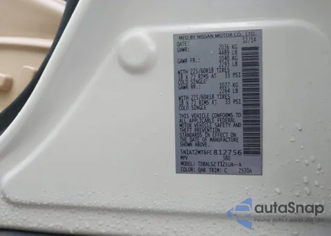 2015 Nissan Rogue Sl from USA, damaged, VIN 5N1AT2MT6FC812756